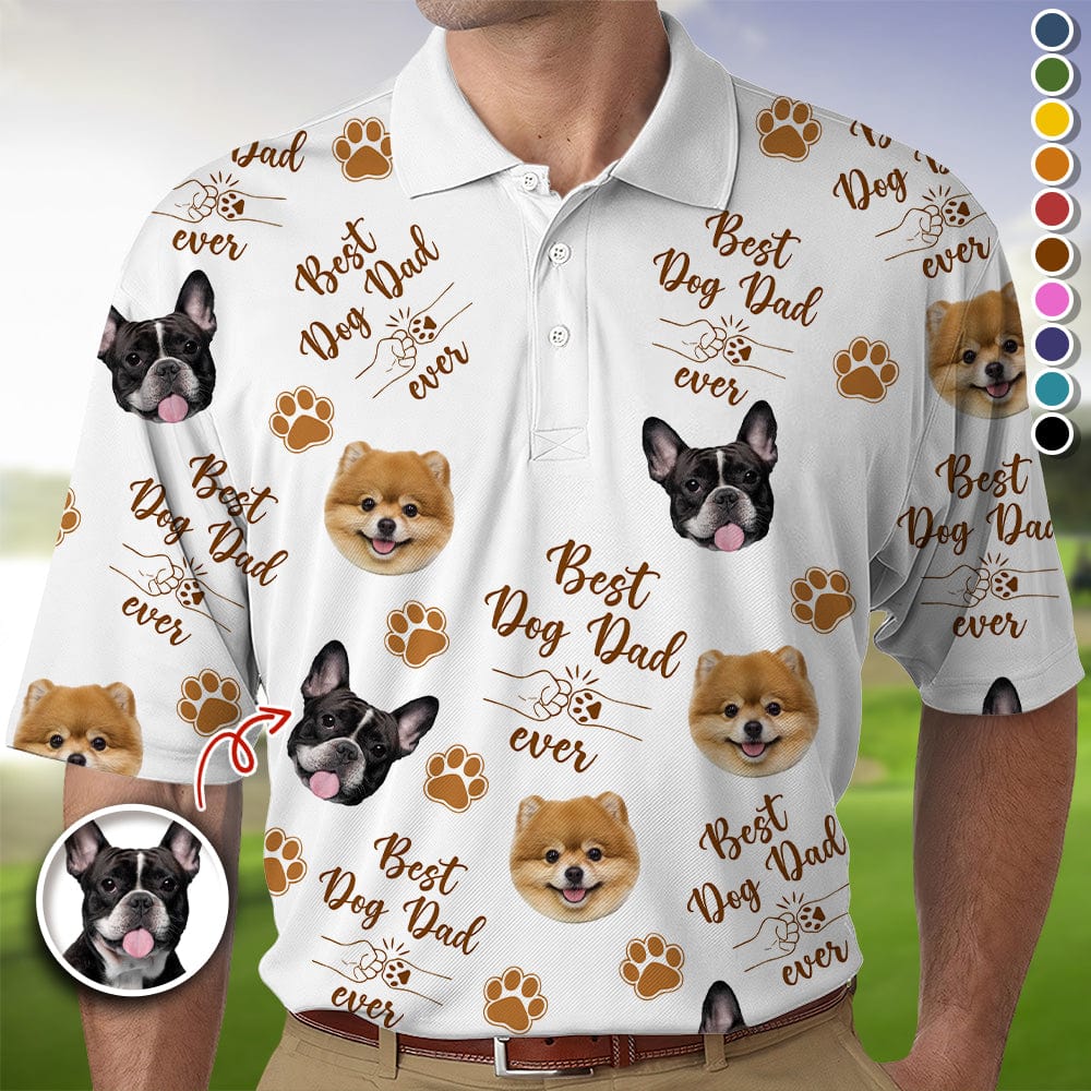 GeckoCustom Custom Photo Best Dog Dad Dog Polo Shirt HA75 890668