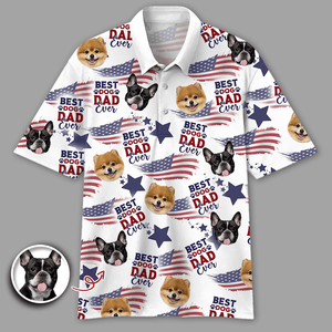 GeckoCustom Custom Photo Best Dog Dad, Mom Ever USA Flag Dog, Cat Polo Shirt HA75 890696