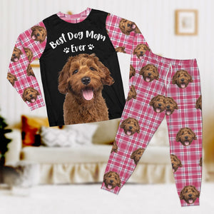 GeckoCustom Custom Photo Best Dog Mom, Dog Dad Ever Christmas Sleepwear HA75 891548