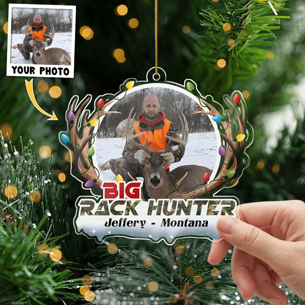 GeckoCustom Custom Photo Big Rack Hunter Acrylic Ornament HA75 891072 1 Piece