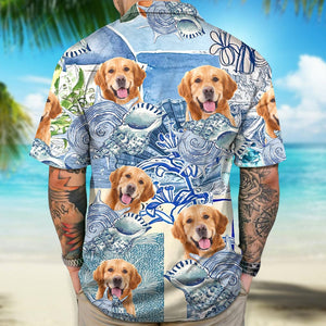 GeckoCustom Custom Photo Blue Aesthetics Dog Hawaii Shirt DM01 890837