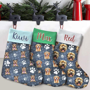 GeckoCustom Custom Photo Cartoon Dog Christmas Stocking TA29