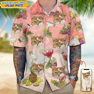 GeckoCustom Custom Photo Cat And Cocktail Hawaii Shirt N304 889371