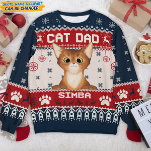 GeckoCustom Custom Photo Cat Dad Cat Mom Ugly Sweater N304 889927