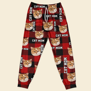 GeckoCustom Custom Photo Cat Mom Cat Dad With Buffalo Plaid Pattern Pajamas Set N304 889786 Only Pants / S