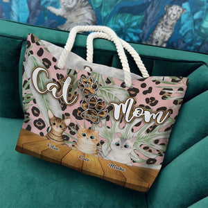 GeckoCustom Custom Photo Cat Mom Leopard Canvas Beach Bag Bag N304 889661