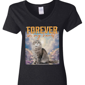 GeckoCustom Custom Photo Cat Portrait Retro Style Shirt K228 889683 Women V-neck / V Black / S