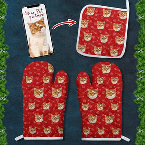 GeckoCustom Custom Photo Cat With Paw Pattern Oven Mitt TA29 889865