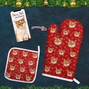 GeckoCustom Custom Photo Cat With Paw Pattern Oven Mitt TA29 889865