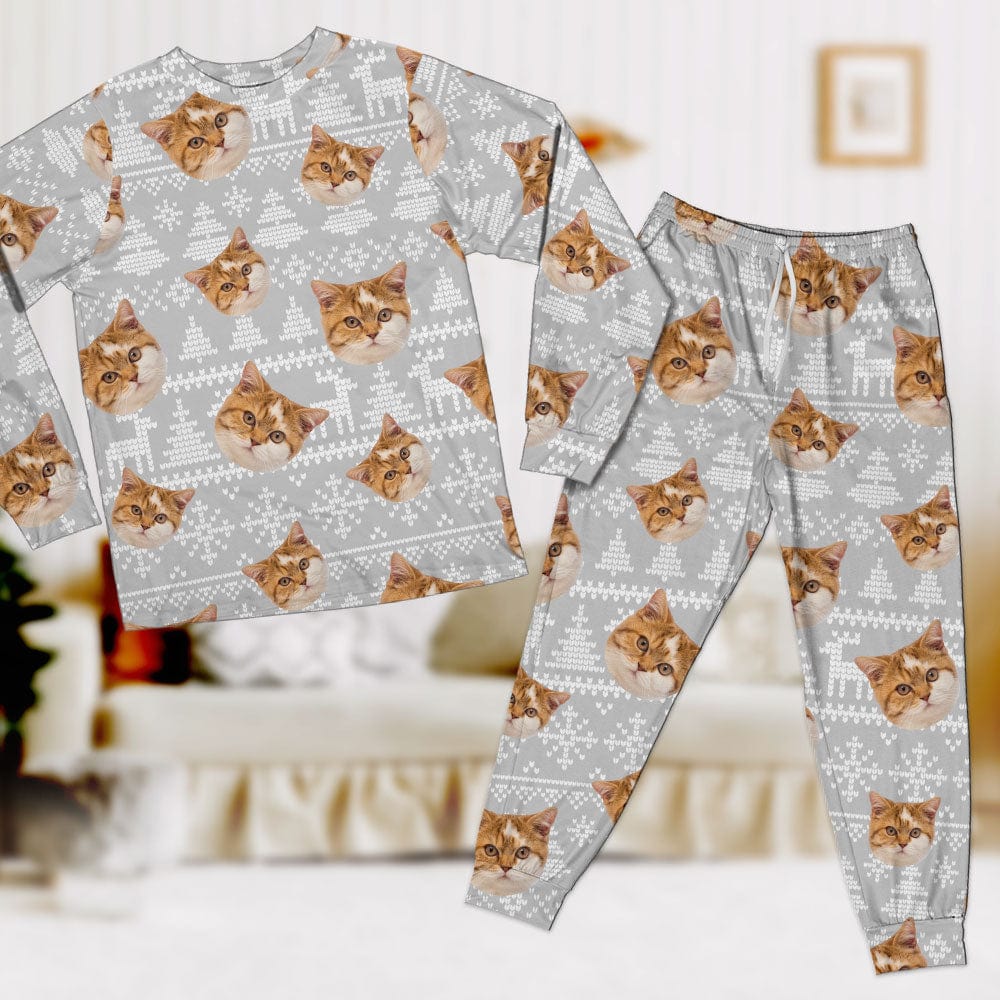 GeckoCustom Custom Photo Christmas Cat Pajamas Set TA29 889856