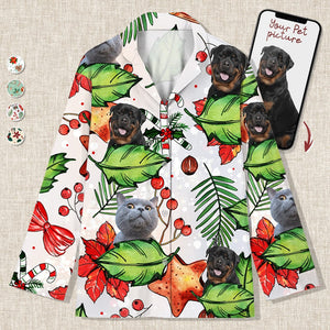 GeckoCustom Custom Photo Christmas Dog Cat Pajamas K228 888712 For Adult / Only Shirt / S