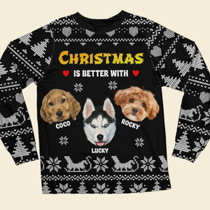 GeckoCustom Custom Photo Christmas Is Better With Dog, Cat Sleepwear HA75 891292