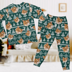 GeckoCustom Custom Photo Christmas Matching Cat Pajamas Set N304 889856