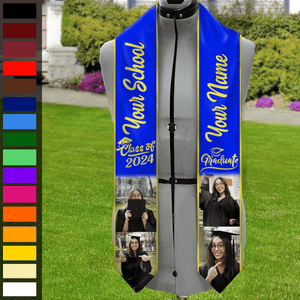 GeckoCustom Custom Photo Class of 2024 Stoles Sash For Graduation Day, 888755 T368 New 6x72 inch