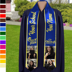 GeckoCustom Custom Photo Class of 2024 Stoles Sash For Graduation Day, 888755 T368 New 6x72 inch