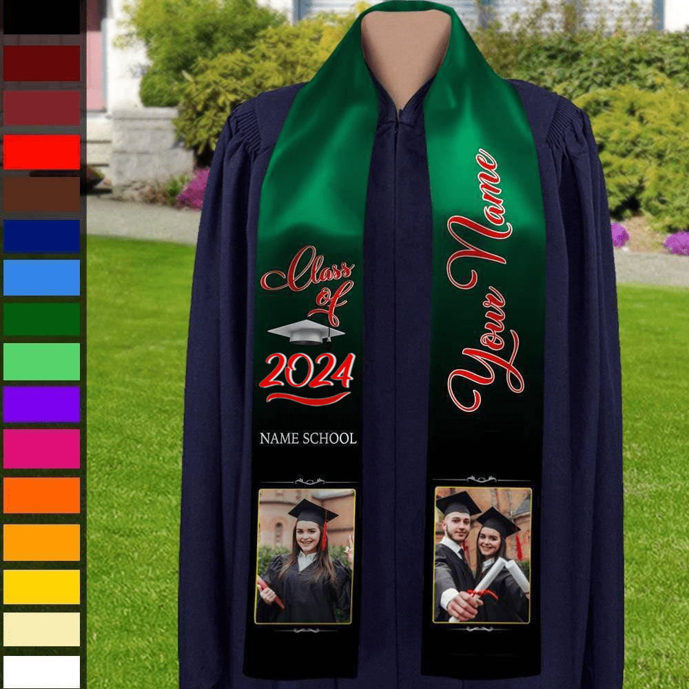 GeckoCustom Custom Photo Class of 2024 Stoles Sash Senior Gift TA29 888873 6x72 inch