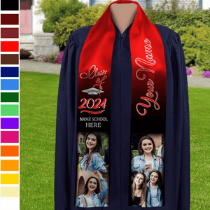 GeckoCustom Custom Photo Class of 2024 Stoles Sash Senior Gift TA29 888873 6x72 inch