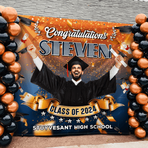 GeckoCustom Custom Photo Congrats Class Of 2024 Graduation Backdrop N369 890318