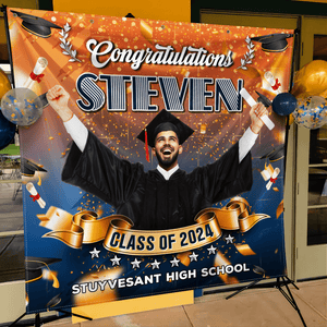 GeckoCustom Custom Photo Congrats Class Of 2024 Graduation Backdrop N369 890318