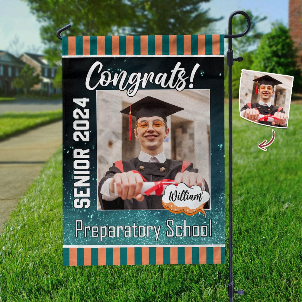 GeckoCustom Custom Photo Congrats Graduation Garden Flag TA29 888897