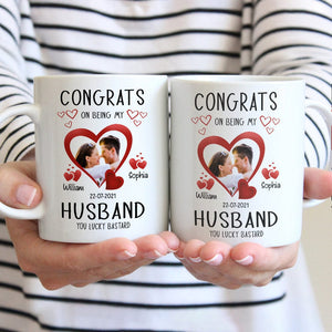 GeckoCustom Custom Photo Congrats On Being My Husband Family Mug N304 889947