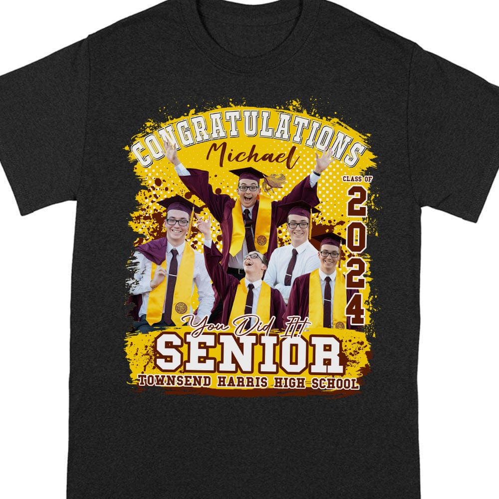 GeckoCustom Custom Photo Congratualtions Senior 2024 Graduation Shirt N304 889839 Basic Tee / Black / S