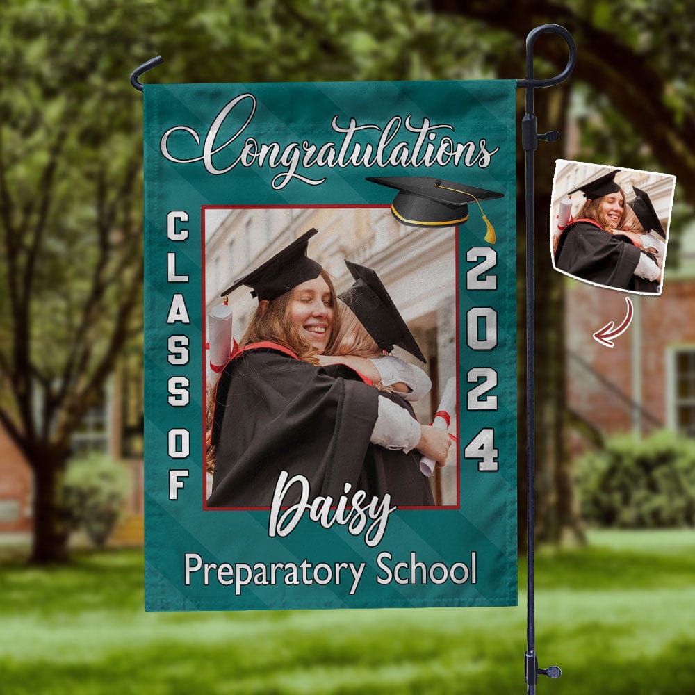 GeckoCustom Custom Photo Congratulations Class Of 2023, Graduation Garden Flag NHS87 HN590