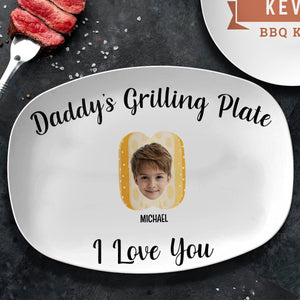 GeckoCustom Custom Photo Daddy's Grilling Buddies Burger Hot Dog 2 Father's Day Platter DM01 891083