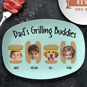 GeckoCustom Custom Photo Daddy's Grilling Buddies Burger Hot Dog Father's Day Platter DM01 891069 10.5oz