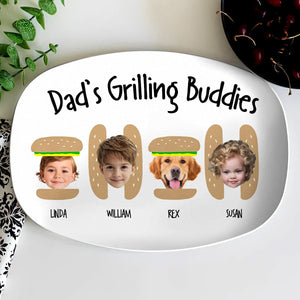 GeckoCustom Custom Photo Daddy's Grilling Buddies Burger Hot Dog Father's Day Platter DM01 891069 10.5oz