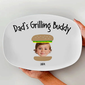 GeckoCustom Custom Photo Daddy's Grilling Buddies Burger Hot Dog Father's Day Platter DM01 891069 10.5oz