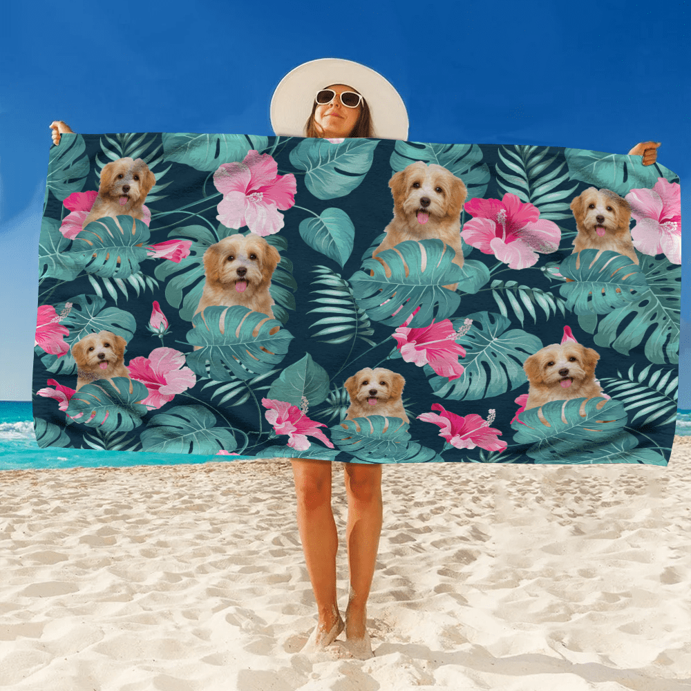 GeckoCustom Custom Photo Dog Beach Towel TA29 888429 30"x60"