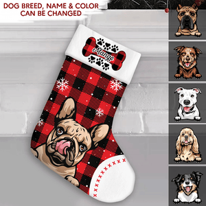 GeckoCustom Custom Photo Dog Bone Christmas Dog Stocking TA29