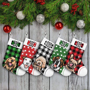 GeckoCustom Custom Photo Dog Bone Christmas Dog Stocking TA29