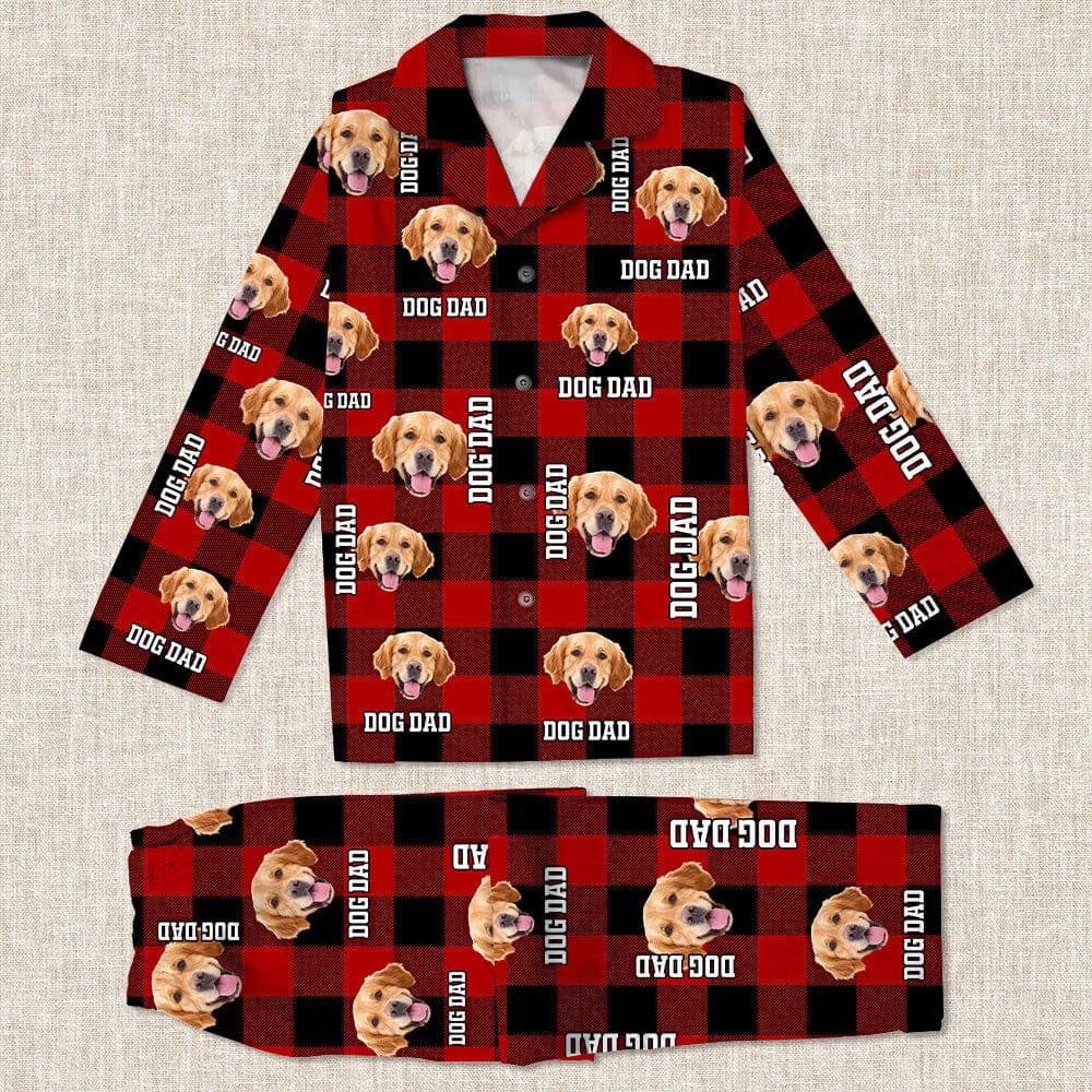 GeckoCustom Custom Photo Dog Cat Mom Dad Flannel Pajamas K228 888729 For Adult / Combo Shirt And Pants (Favorite) / S