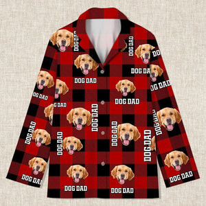 GeckoCustom Custom Photo Dog Cat Mom Dad Flannel Pajamas K228 888729 For Adult / Only Shirt / S