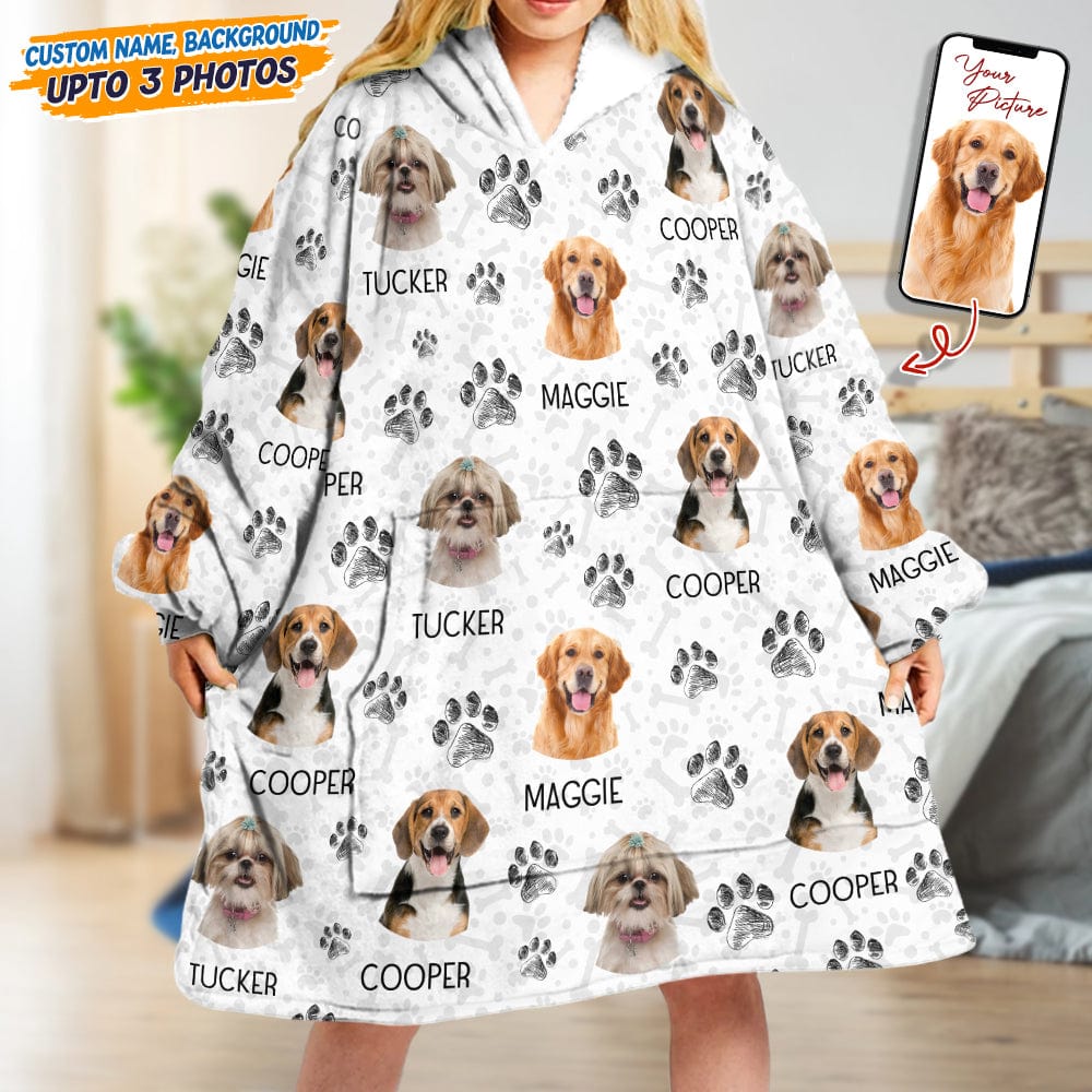 GeckoCustom Custom Photo Dog Cat Paws Paint Hoodie Blanket N304 889513 4XL