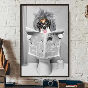 GeckoCustom Custom Photo Dog Cat Read Newspaper In Toilet Poster N304 890210