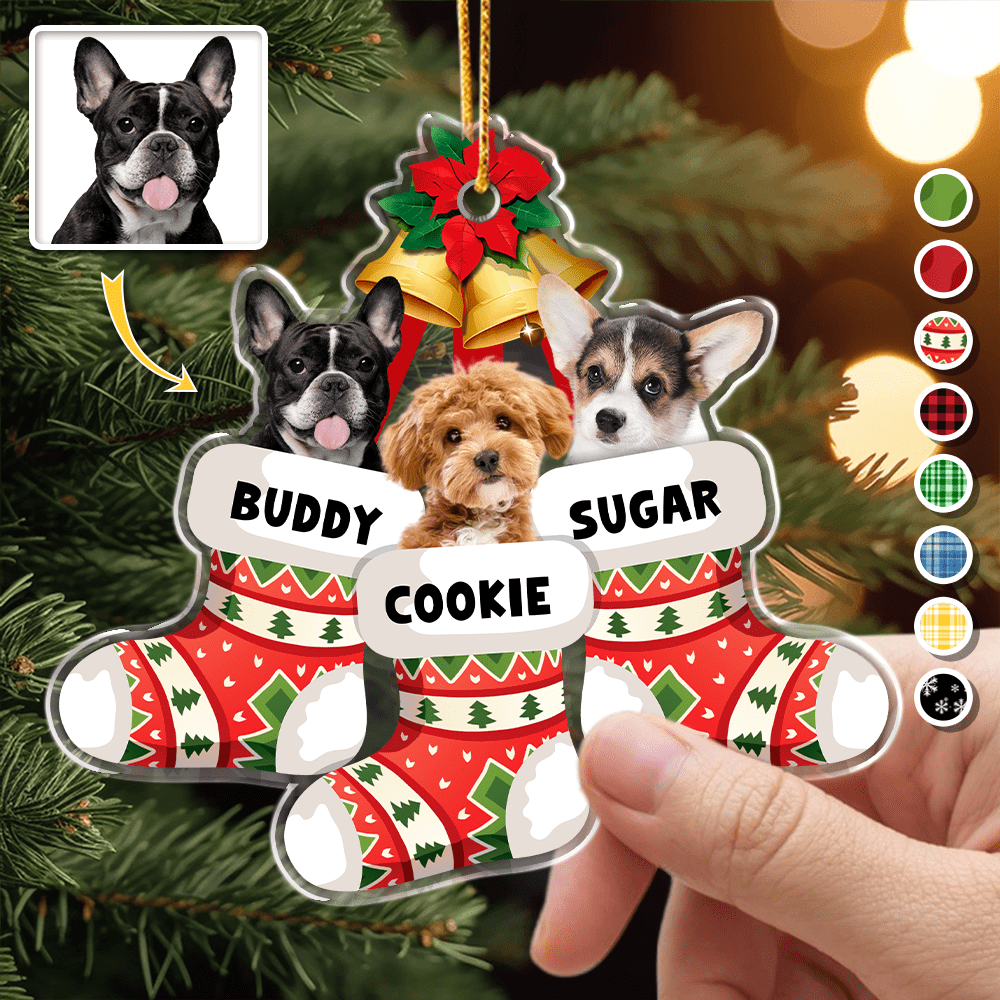 GeckoCustom Custom Photo Dog, Cat Stocking Acrylic Ornament HA75 891118