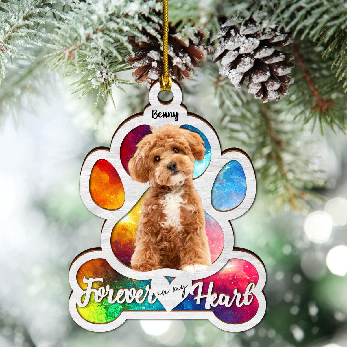 GeckoCustom Custom Photo Dog Forever In My Heart Memorial Suncatcher HA75 891392 3.5" / 1pc