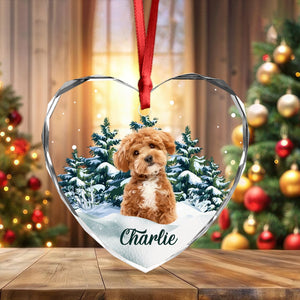 GeckoCustom Custom Photo Dog Heart Shaped Glass Ornament For Christmas HA75 891572 8 cm