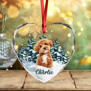 GeckoCustom Custom Photo Dog Heart Shaped Glass Ornament For Christmas HA75 891572 8 cm