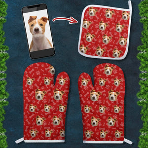 GeckoCustom Custom Photo Dog With Paw Pattern Oven Mitt TA29 889863