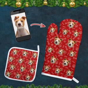 GeckoCustom Custom Photo Dog With Paw Pattern Oven Mitt TA29 889863