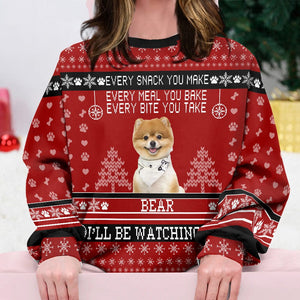 GeckoCustom Custom Photo Every Bite You Take I'll Be Watching You For Dog Lover Christmas Ugly Sweater TH10 891639