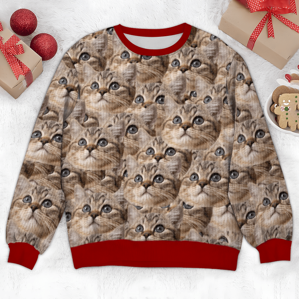 GeckoCustom Custom Photo Face Pawsitive Ugly Sweater For Cat Lovers N304 HA75 891384