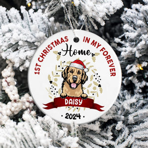 GeckoCustom Custom Photo First Christmas In My Forever Home Dog Ceramic Ornament TH10 891363