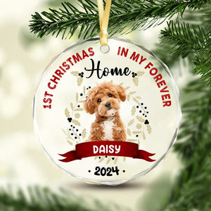 GeckoCustom Custom Photo First Christmas In My Forever Home Dog Ornament HA75 891450