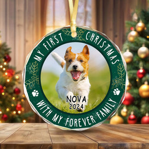 GeckoCustom Custom Photo First Christmas Pet Lovers Glass Ornament HA75 891538