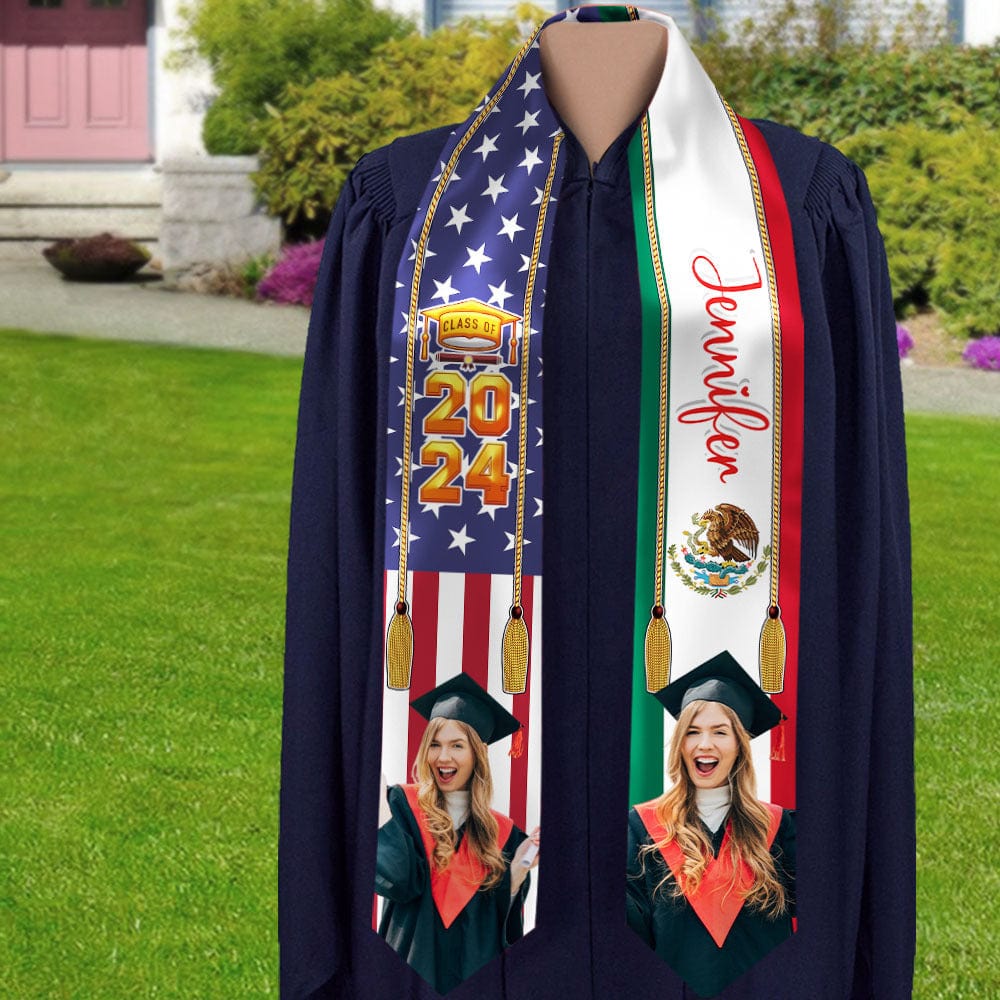 GeckoCustom Custom Photo Flag Nations Graduation Stoles N369 890695 6x72 inch